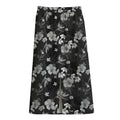 Monochrome Hawaiian Floral Print Cotton Front Slit Maxi Skirt
