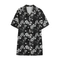 Monochrome Hawaiian Floral Print Cotton Hawaiian Shirt