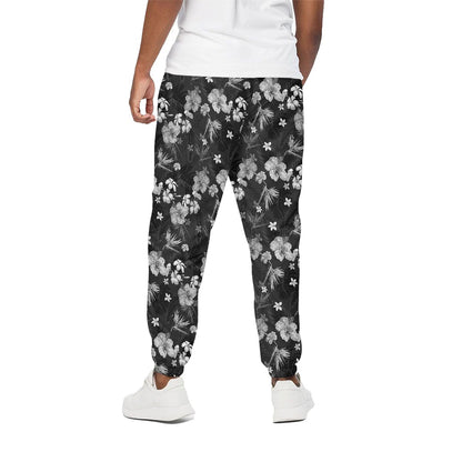 Monochrome Hawaiian Floral Print Cotton Pants