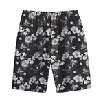 Monochrome Hawaiian Floral Print Cotton Shorts