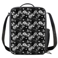 Monochrome Hawaiian Floral Print Crossbody Lunch Bag