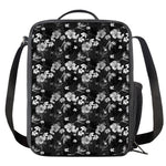 Monochrome Hawaiian Floral Print Crossbody Lunch Bag