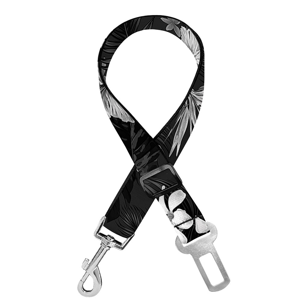 Monochrome Hawaiian Floral Print Dog Seat Belt