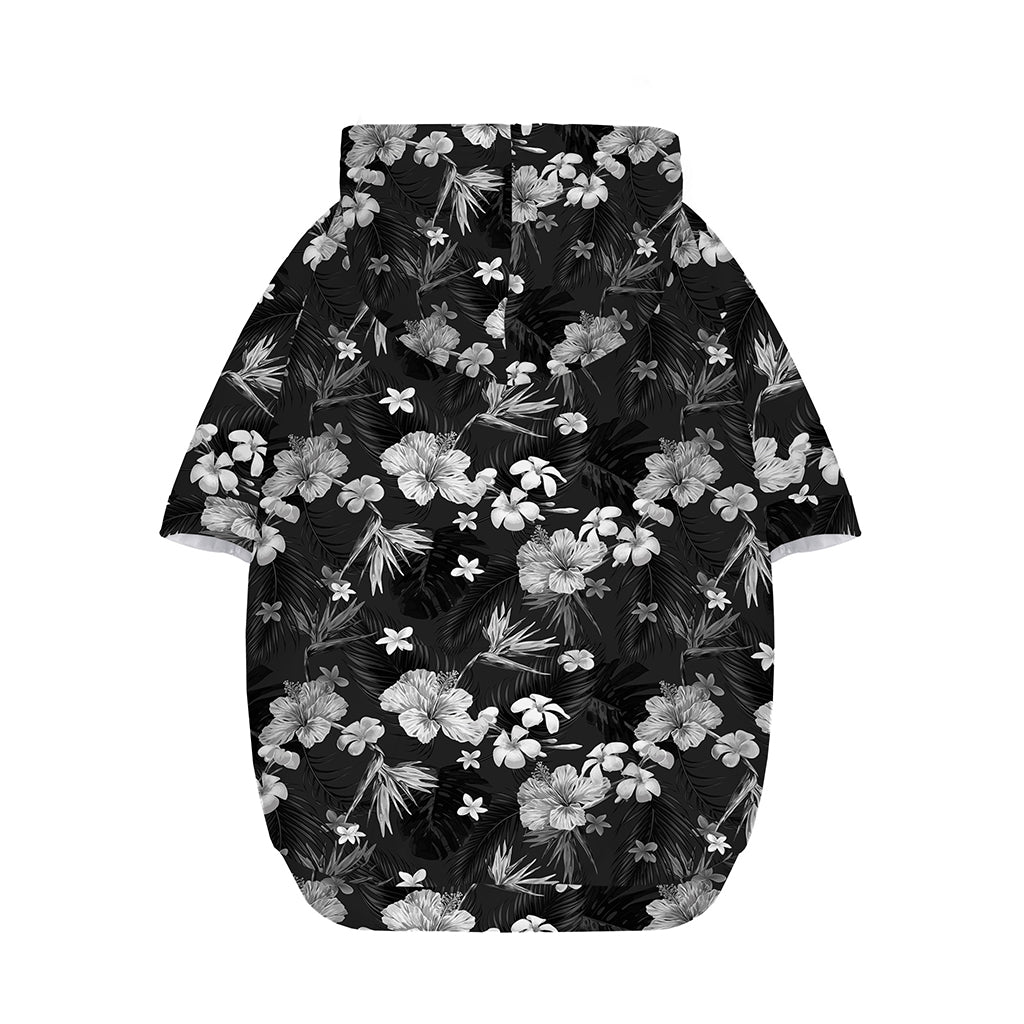 Monochrome Hawaiian Floral Print Dog Zip Up Hoodie