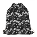 Monochrome Hawaiian Floral Print Drawstring Bag