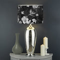 Monochrome Hawaiian Floral Print Drum Lamp Shade