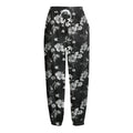 Monochrome Hawaiian Floral Print Fleece Lined Knit Pants
