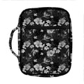 Monochrome Hawaiian Floral Print Front Pocket Bible Bag