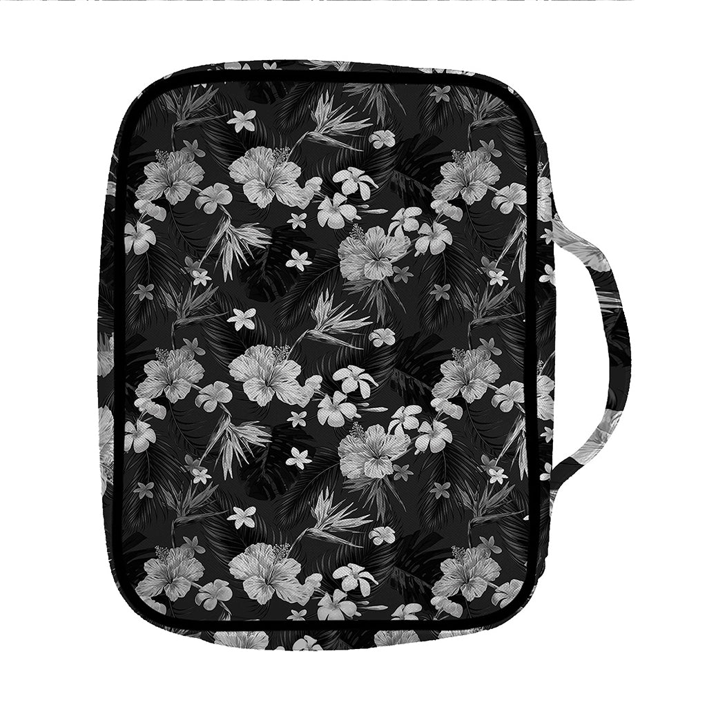 Monochrome Hawaiian Floral Print Front Pocket Bible Bag