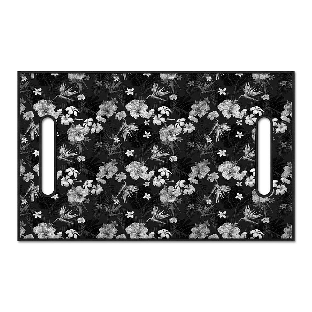Monochrome Hawaiian Floral Print Golf Cart Seat Cover