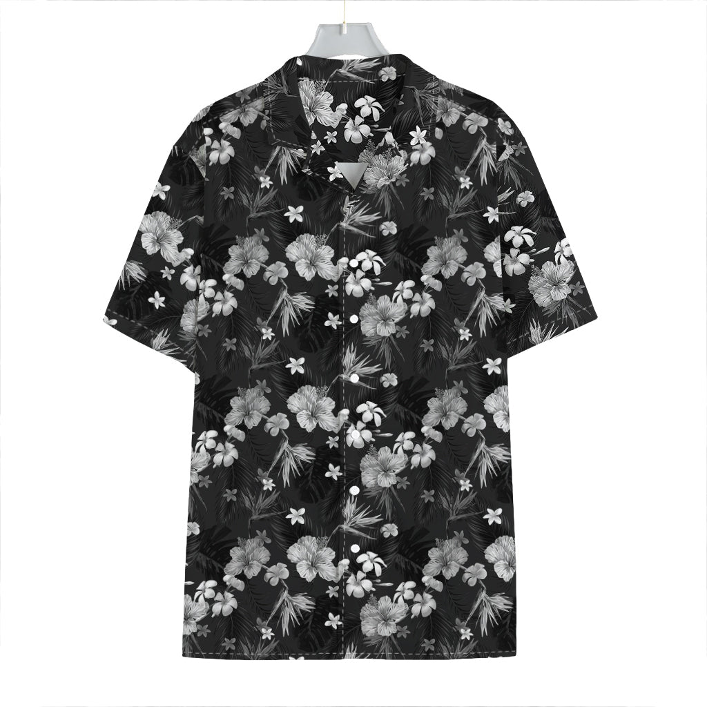 Monochrome Hawaiian Floral Print Hawaiian Shirt