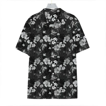 Monochrome Hawaiian Floral Print Hawaiian Shirt