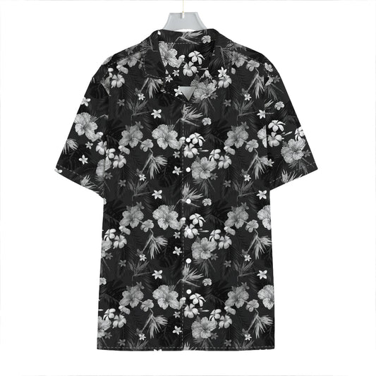 Monochrome Hawaiian Floral Print Hawaiian Shirt