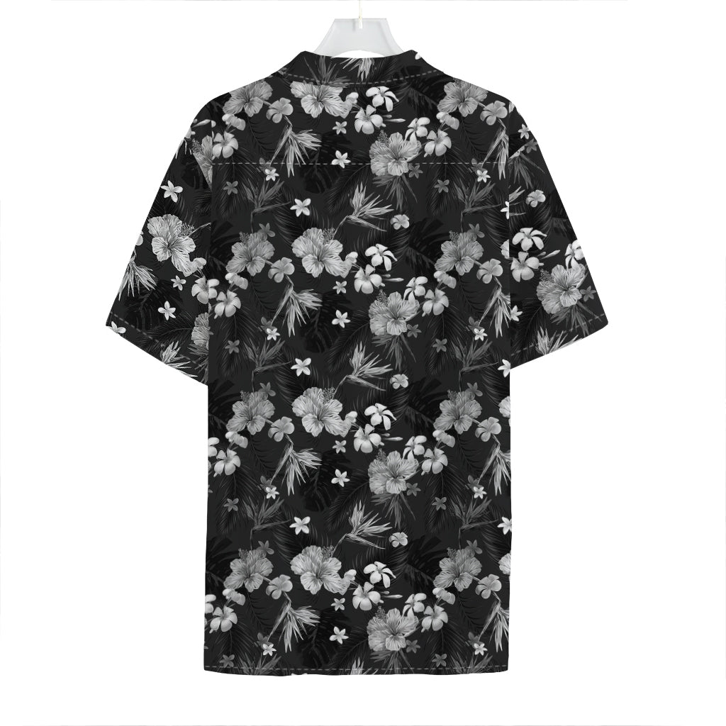 Monochrome Hawaiian Floral Print Hawaiian Shirt