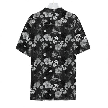 Monochrome Hawaiian Floral Print Hawaiian Shirt