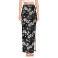 Monochrome Hawaiian Floral Print High Slit Maxi Skirt