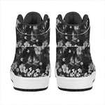 Monochrome Hawaiian Floral Print High Top Leather Sneakers