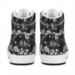 Monochrome Hawaiian Floral Print High Top Leather Sneakers