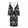 Monochrome Hawaiian Floral Print Hooded Bathrobe