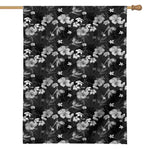 Monochrome Hawaiian Floral Print House Flag