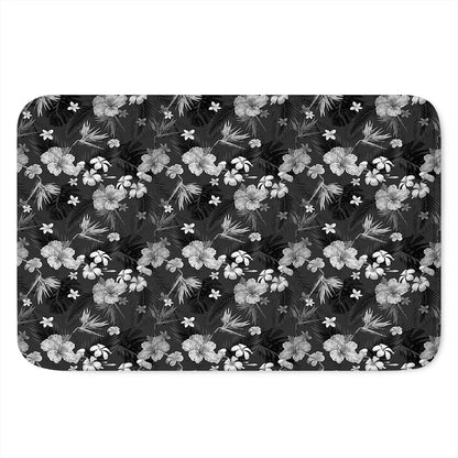 Monochrome Hawaiian Floral Print Indoor Door Mat