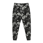Monochrome Hawaiian Floral Print Jogger Pants