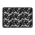 Monochrome Hawaiian Floral Print Kitchen Mat
