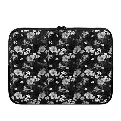 Monochrome Hawaiian Floral Print Laptop Sleeve