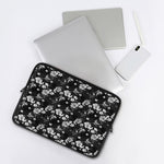 Monochrome Hawaiian Floral Print Laptop Sleeve