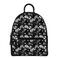 Monochrome Hawaiian Floral Print Leather Backpack