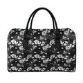 Monochrome Hawaiian Floral Print Leather Duffel Bag