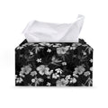 Monochrome Hawaiian Floral Print Leather Tissue Box Cover