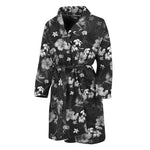 Monochrome Hawaiian Floral Print Men's Bathrobe