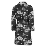 Monochrome Hawaiian Floral Print Men's Bathrobe