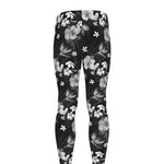 Monochrome Hawaiian Floral Print Men's leggings