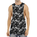 Monochrome Hawaiian Floral Print Men's Muscle Tank Top