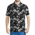 Monochrome Hawaiian Floral Print Men's Polo Shirt