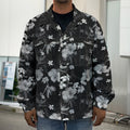 Monochrome Hawaiian Floral Print Men's Shirt Jacket