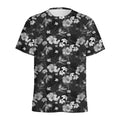 Monochrome Hawaiian Floral Print Men's Athletic T-Shirt