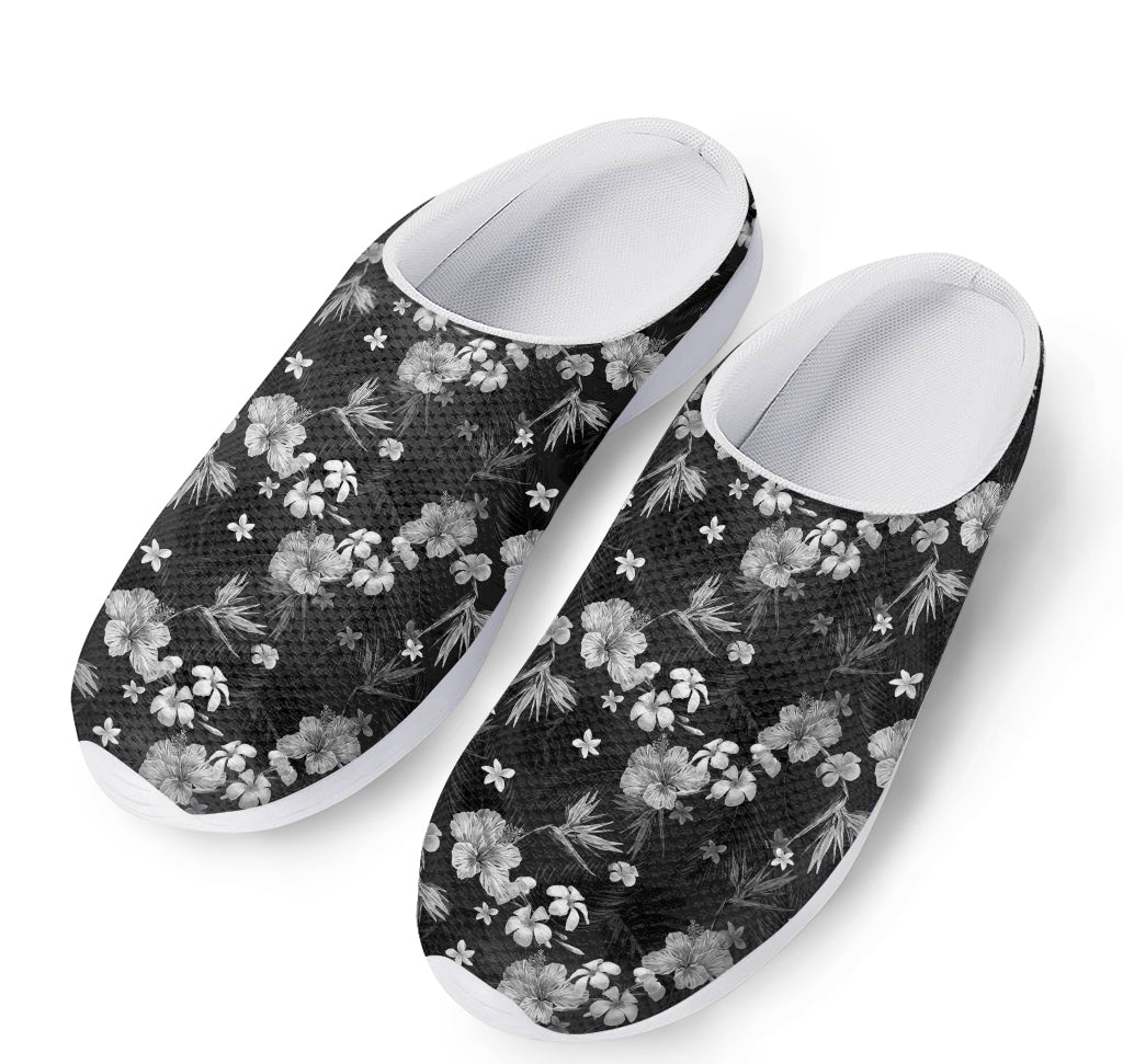 Monochrome Hawaiian Floral Print Mesh Casual Shoes
