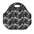 Monochrome Hawaiian Floral Print Neoprene Lunch Bag