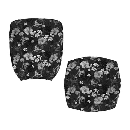 Monochrome Hawaiian Floral Print Office Chair Cover