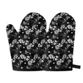 Monochrome Hawaiian Floral Print Oven Mitts