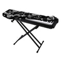 Monochrome Hawaiian Floral Print Piano Keyboard Cover