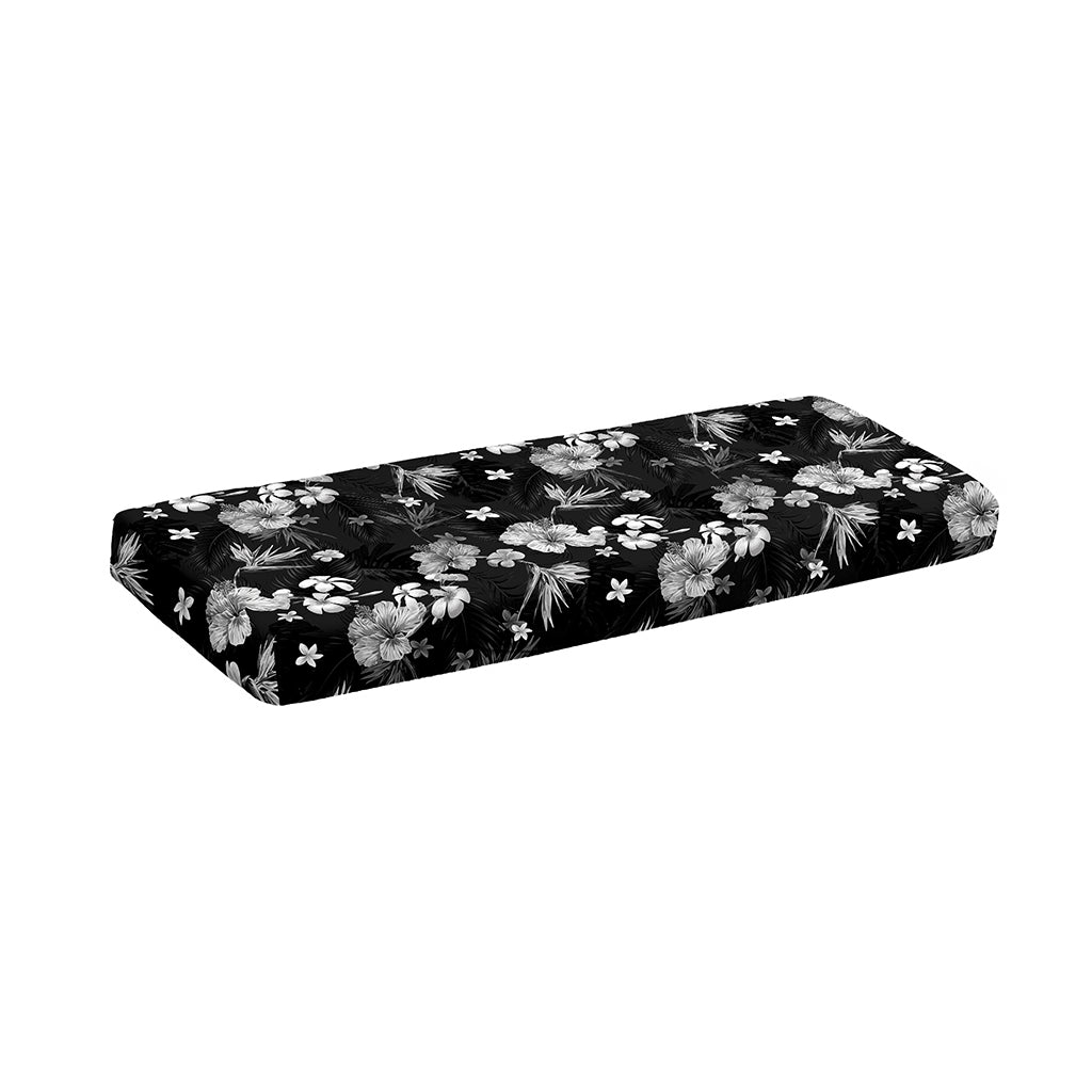 Monochrome Hawaiian Floral Print Piano Keyboard Cover