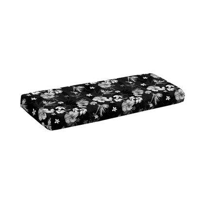 Monochrome Hawaiian Floral Print Piano Keyboard Cover