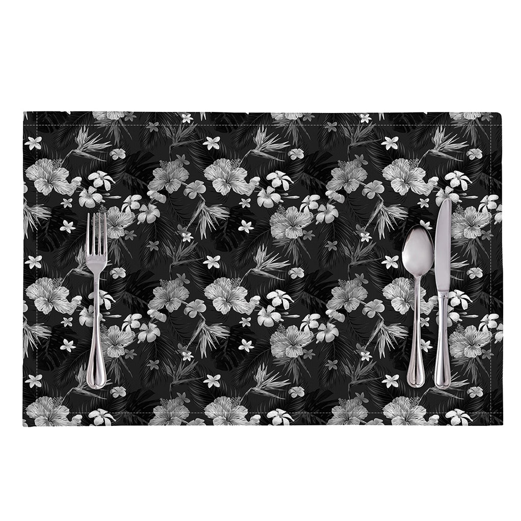 Monochrome Hawaiian Floral Print Placemat
