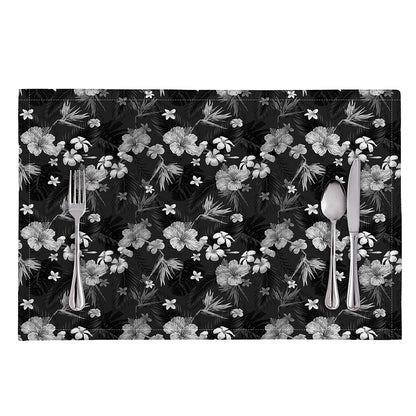 Monochrome Hawaiian Floral Print Placemat