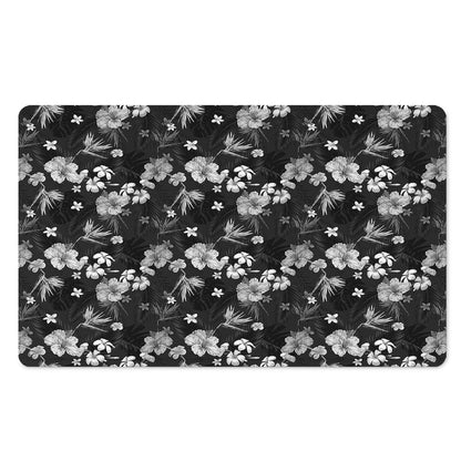 Monochrome Hawaiian Floral Print Polyester Doormat