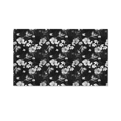 Monochrome Hawaiian Floral Print Polyester Flag